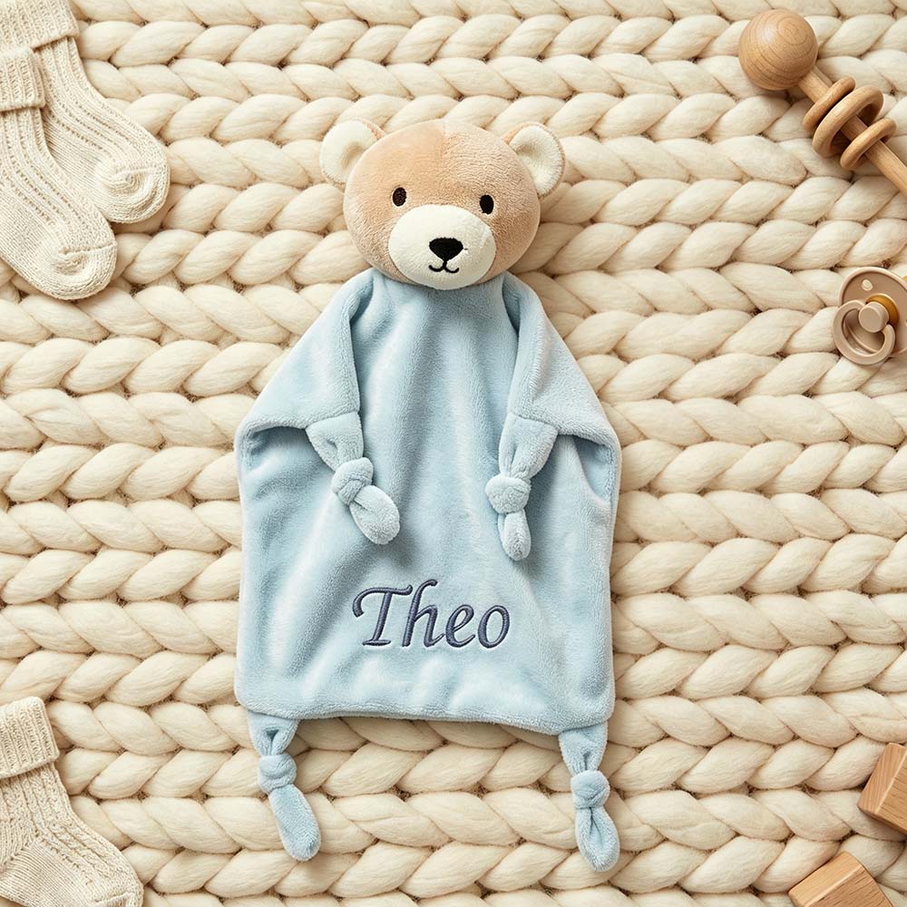 Personalized Embroidered Cute Animal Baby Security Blanket | CWToy199