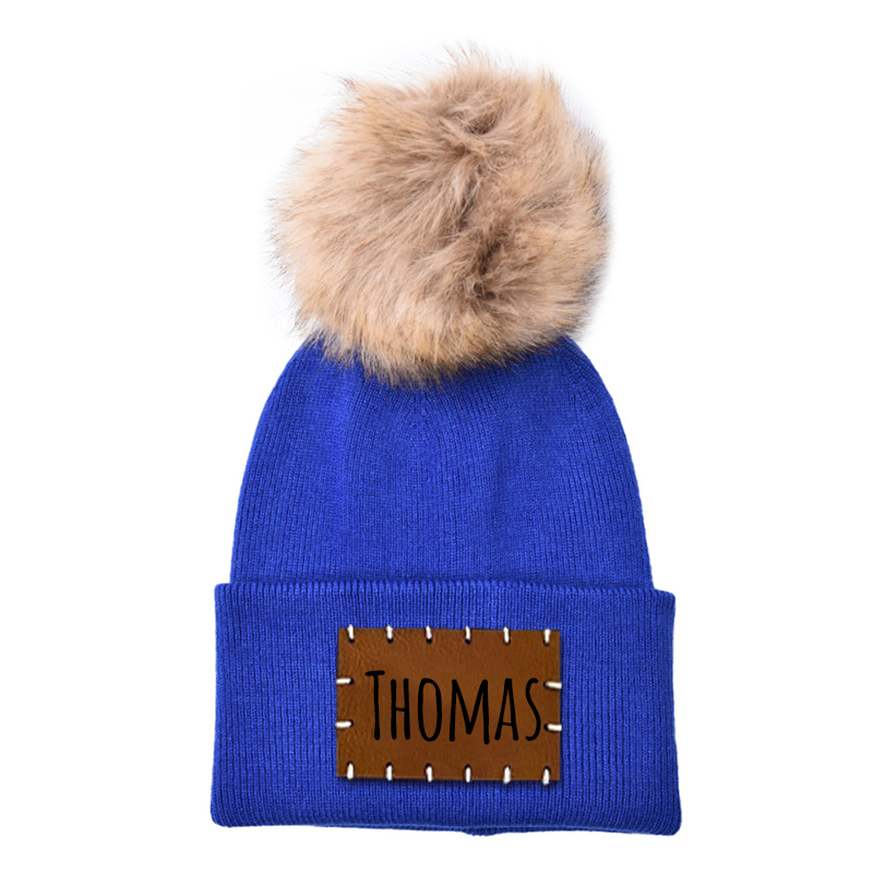 Personalized Leather Patch Beanie for Comfort & Unique | HSKid34