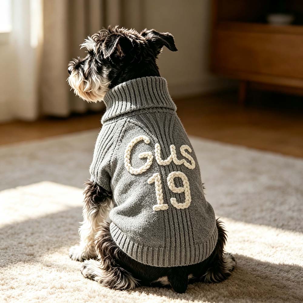 Personalized Hand Embroidery Extra-Warm Pets Large Size Knit Sweater | BKPet591