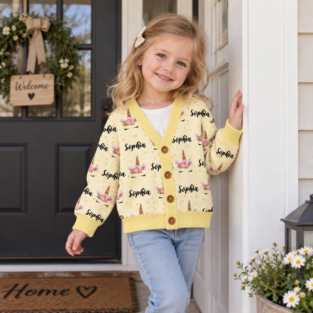 Personalized Lovely Kids Unicorn Knit Sweater | CWSweater06
