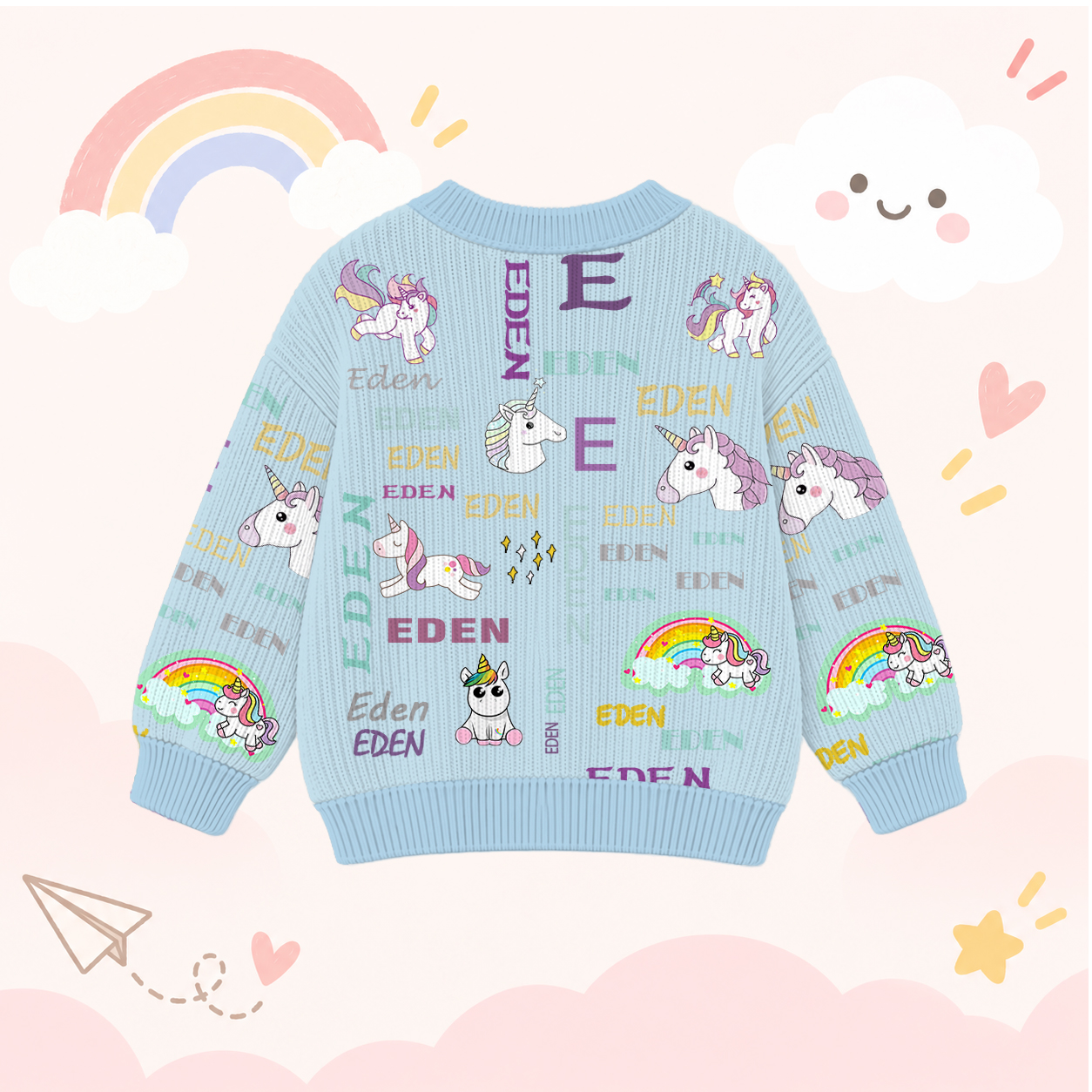 Personalized Lovely Kids Unicorn Knit Sweater | CWSweater04