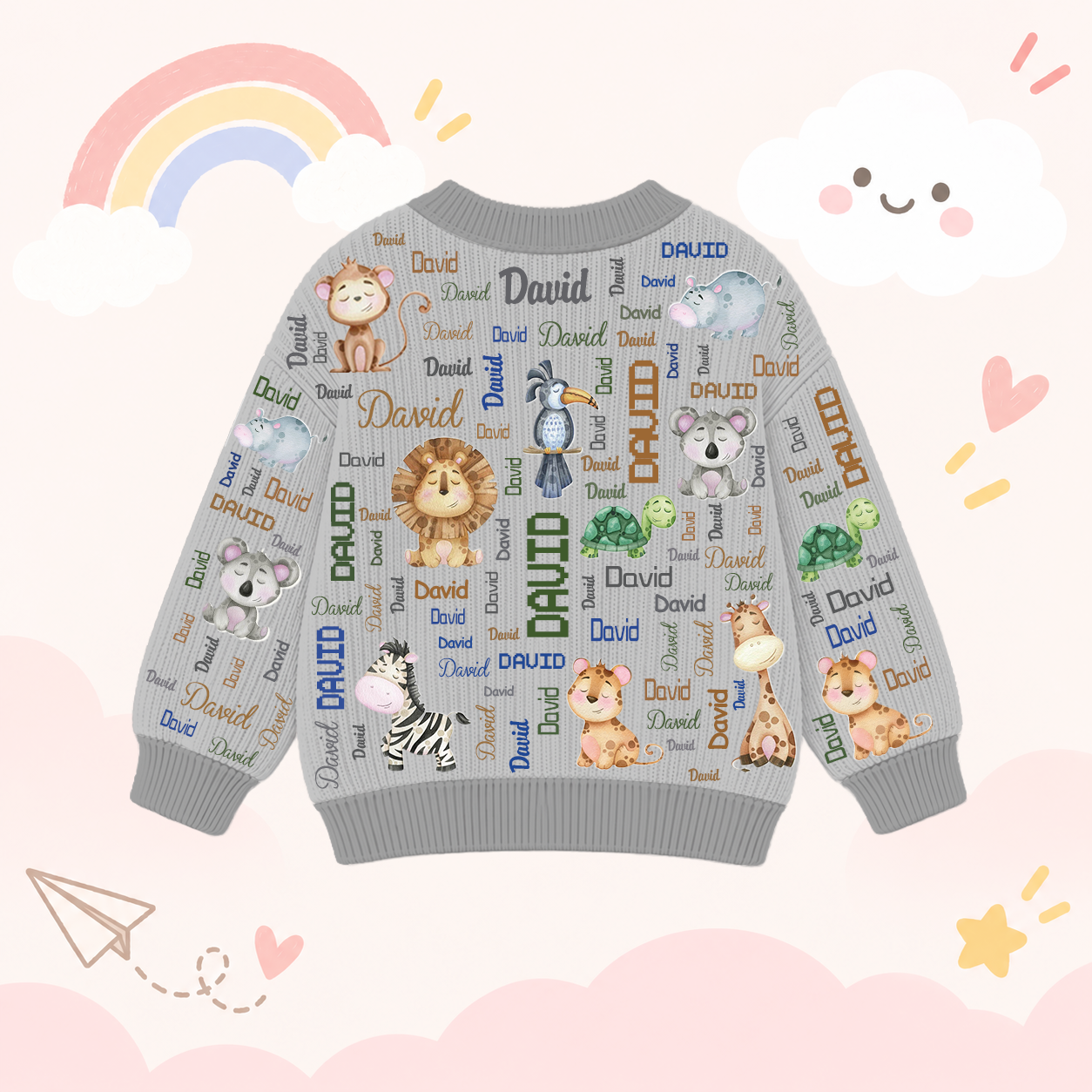 Personalized Lovely Kids Adorable Animals Knit Sweater | CWSweater17