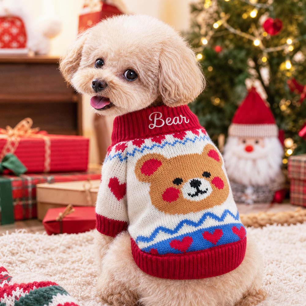 Personalized Embroidered Pets Christmas Cute Knit Sweater | MCGift427