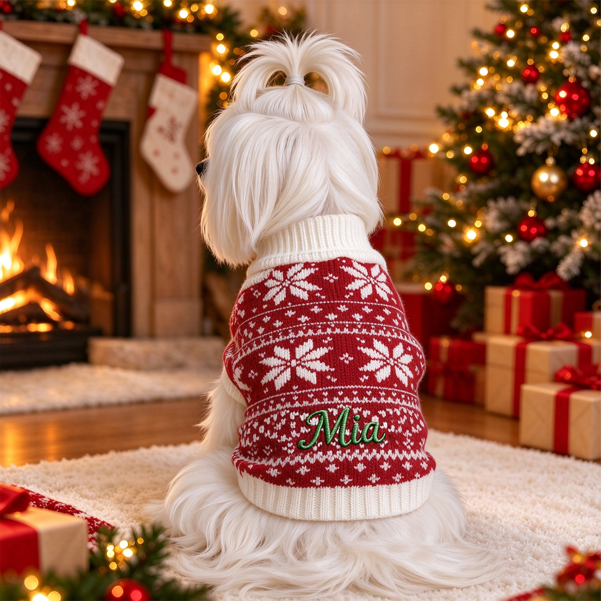 Personalized Embroidered Pets Christmas Knit Sweater | MCGift413