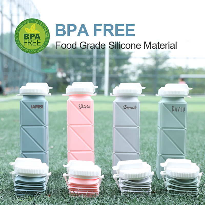 Personalised BPA Free 20oz Food Grade Silicone Foldable Water Bottles | YouBottle80