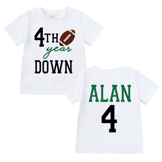 Personalized Three Year Down Football Birthday T-Shirt | inBirth21