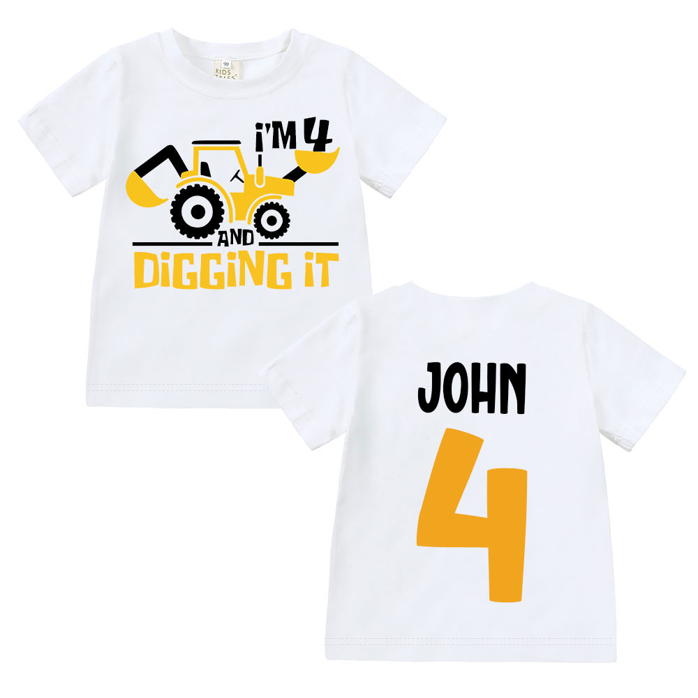 Personalized Digging It Construction Birthday T-Shirt | inBirth22