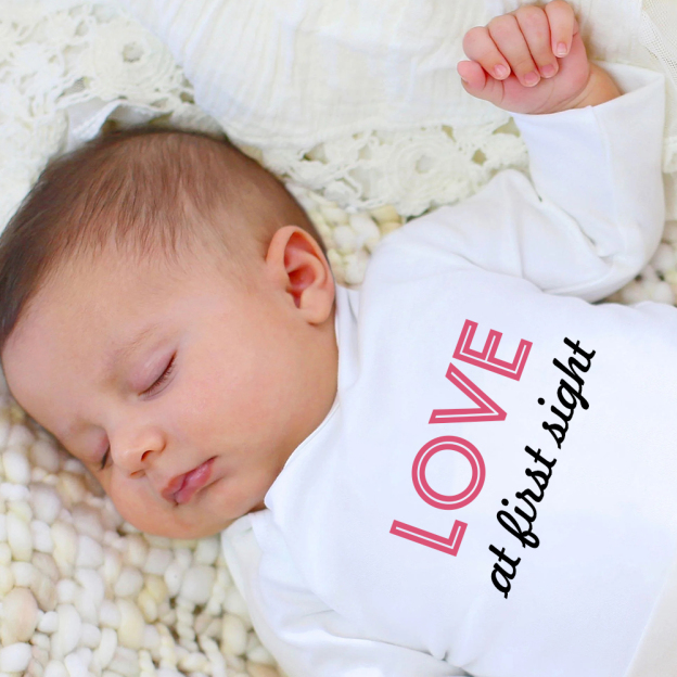 Personalized Baby First Valentine Ropmer and Hat Set | CWBaby146