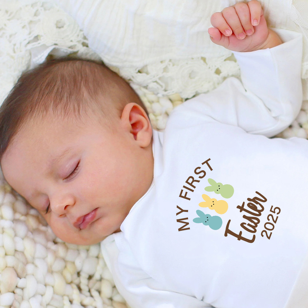 Personalized Baby Lovely First Easter Ropmer and Hat Set | CWBaby181