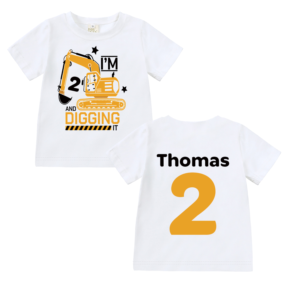 Personalized Construction Digging It Truck Birthday T-Shirt | inBirth26
