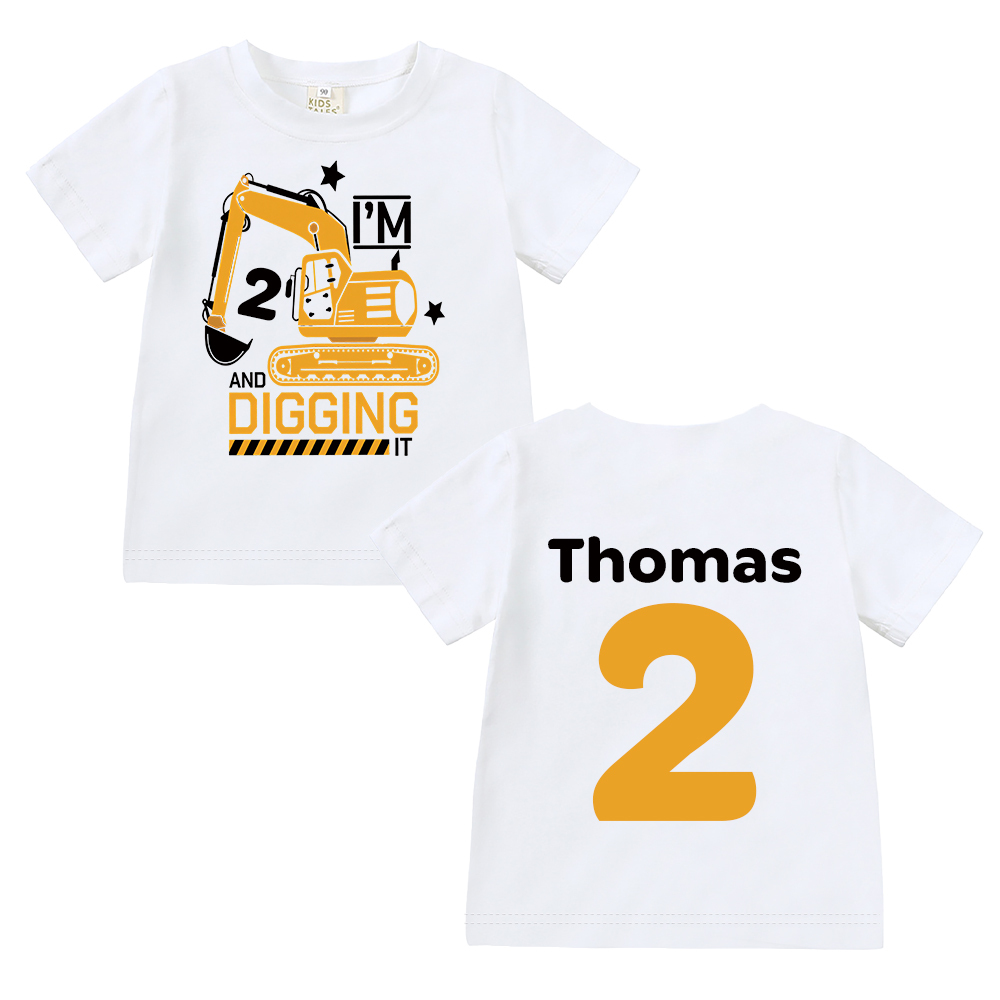 Personalized Construction Digging It Truck Birthday T-Shirt | inBirth26