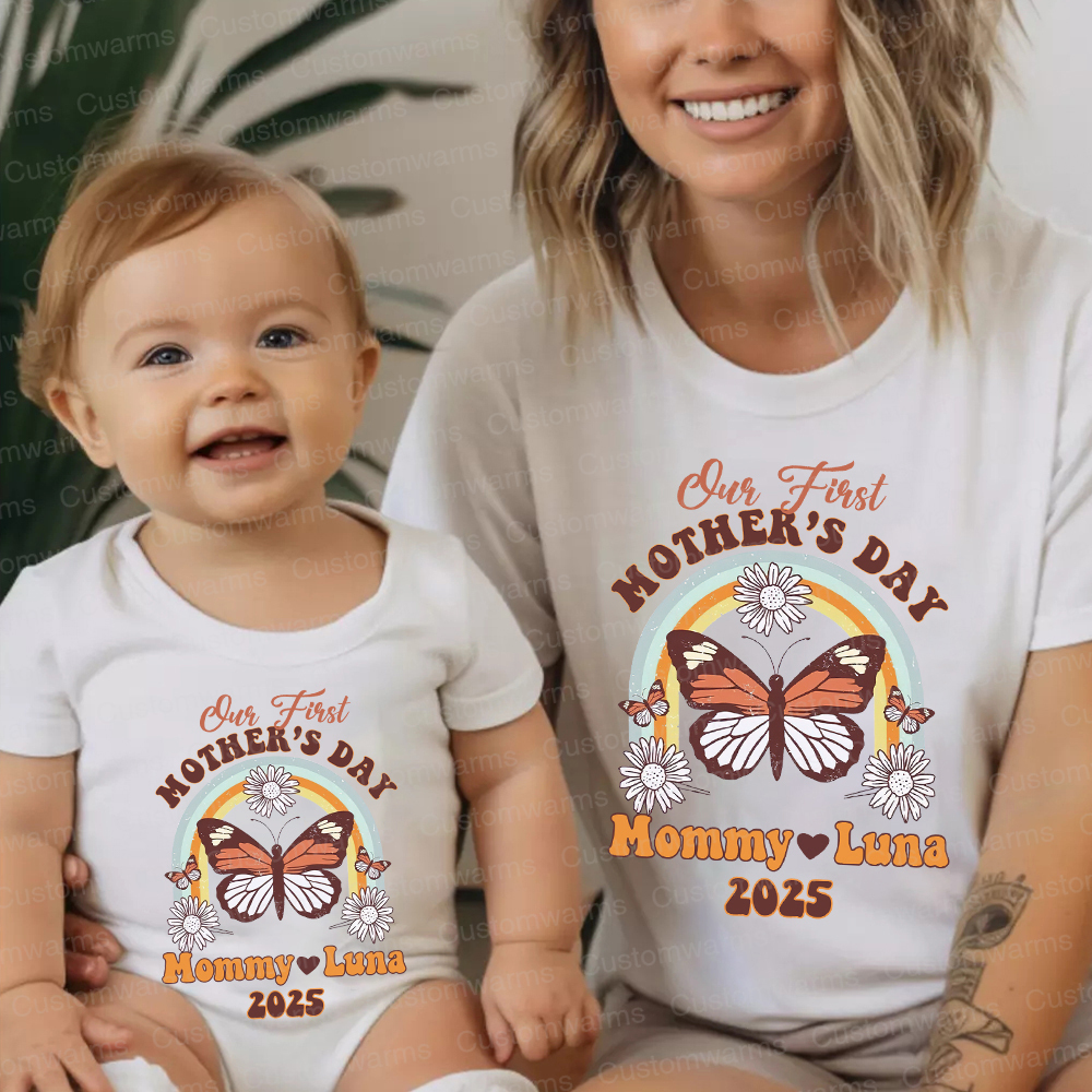 Personalized First Mother's Day Mommy and Baby Outfit | CWFamily34