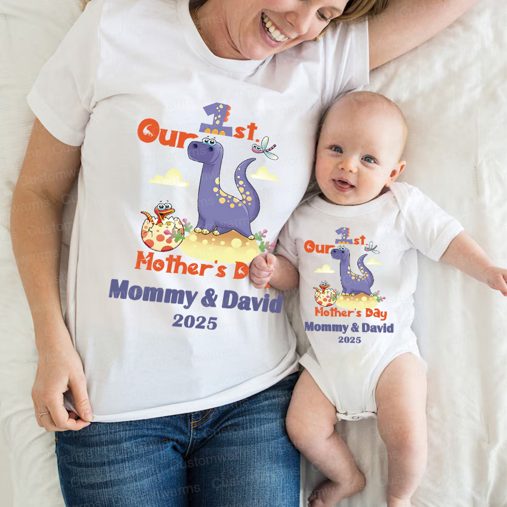 Personalized First Mother's Day Mommy and Baby Outfit | CWFamily36