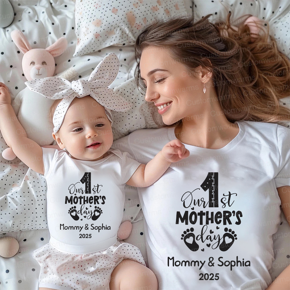 Personalized First Mother's Day Mommy and Baby Outfit | CWFamily20