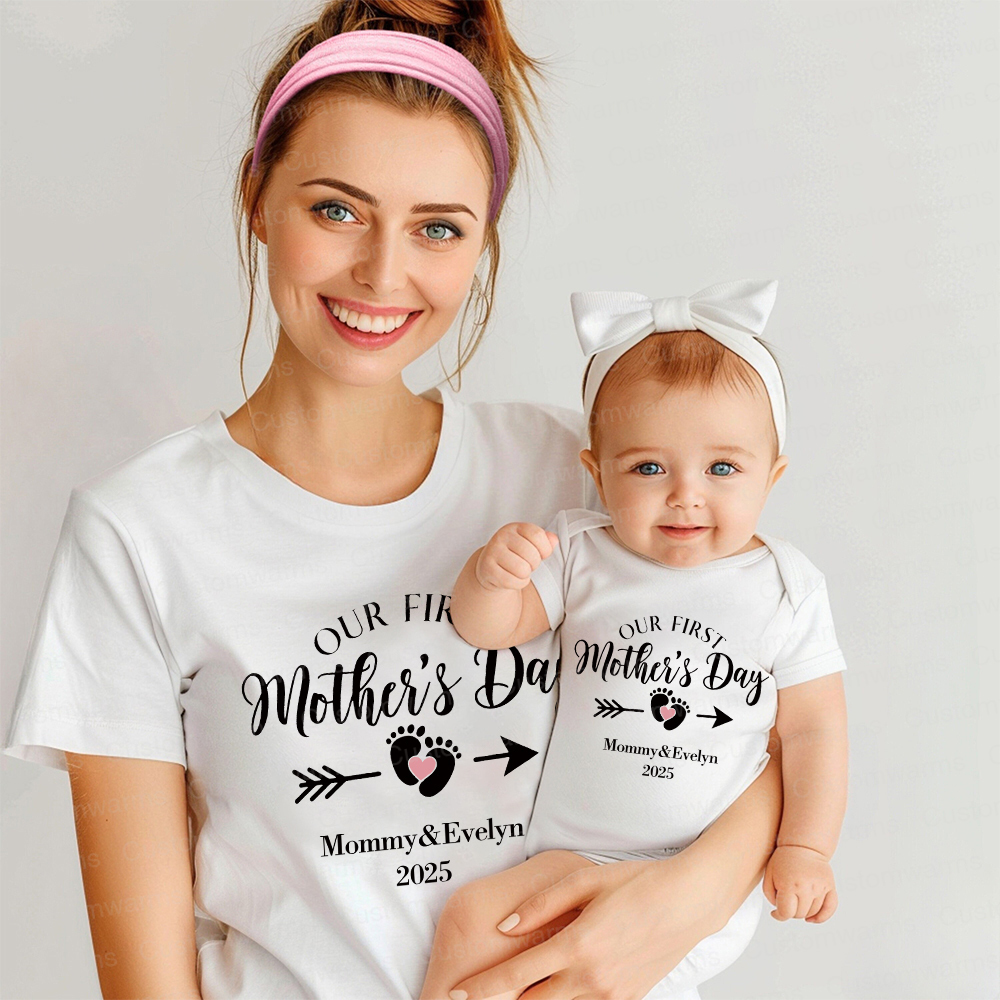 Personalized First Mother's Day Mommy and Baby Outfit | CWFamily23