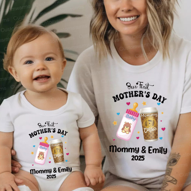 Personalized First Mother's Day Mommy and Baby Outfit | CWFamily25