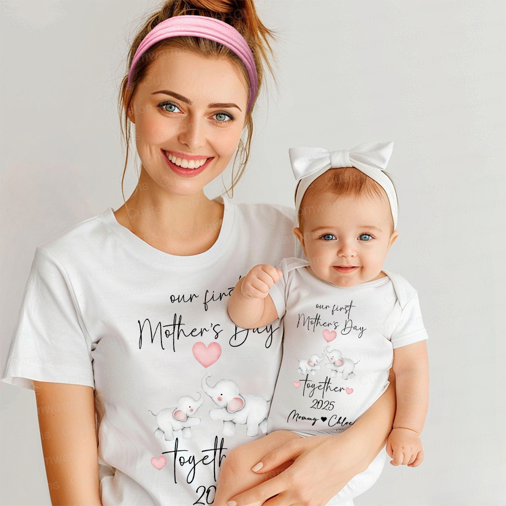 Personalized First Mother's Day Mommy and Baby Outfit | CWFamily26