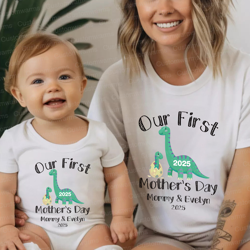 Personalized First Mother's Day Mommy and Baby Outfit | CWFamily27