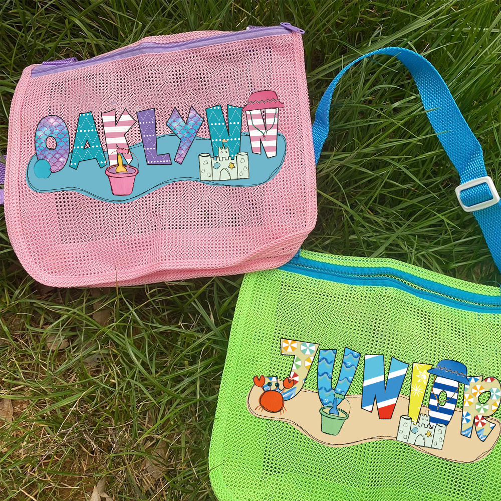 Personalized Seashell Zipper Mesh Beach Bag | CWBeach189