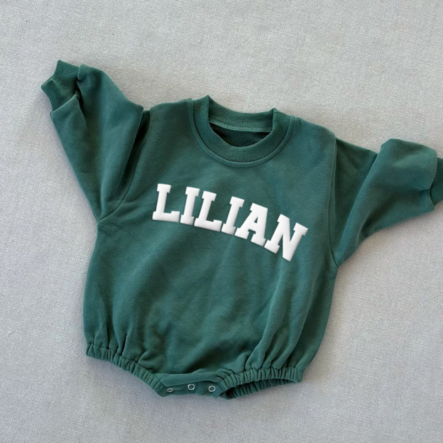 Personalized Puff Name Baby Color Sweatshirt Bodysuit | CWBaby90