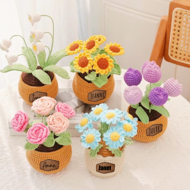 Personalized Crochet Flower in the Pot｜Gift For Mom  | CWMom17