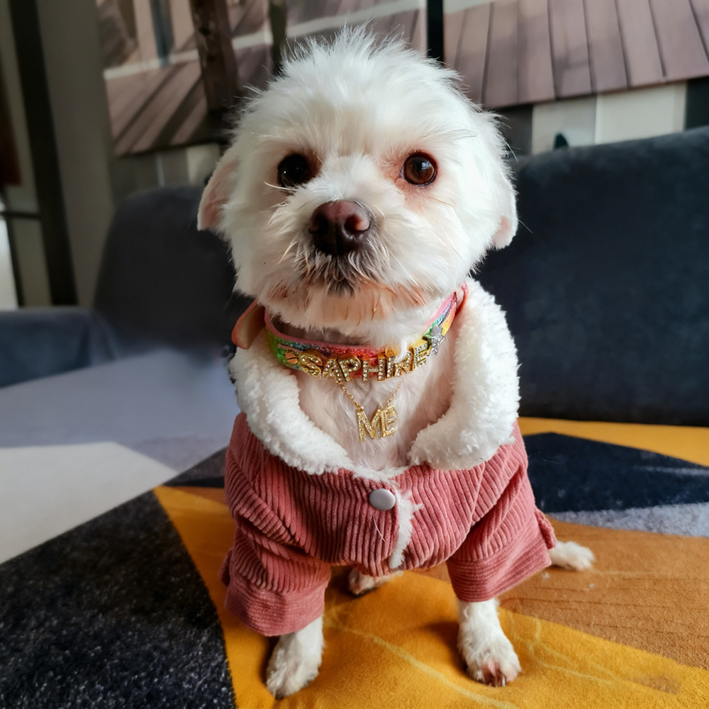 Personalized Pet Winter Warm Corduroy Sherpa Jacket | BKPet290