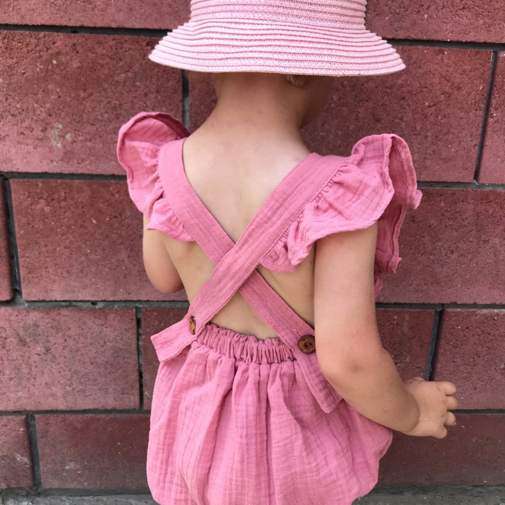 Personalized Embroidery Baby Organic Cotton Muslin Romper with Bow | inRomper35