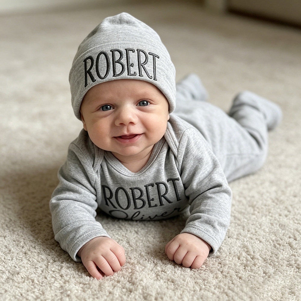 Personalized Embroidery Baby Coming Home Romper and Hat Set | CWBaby472