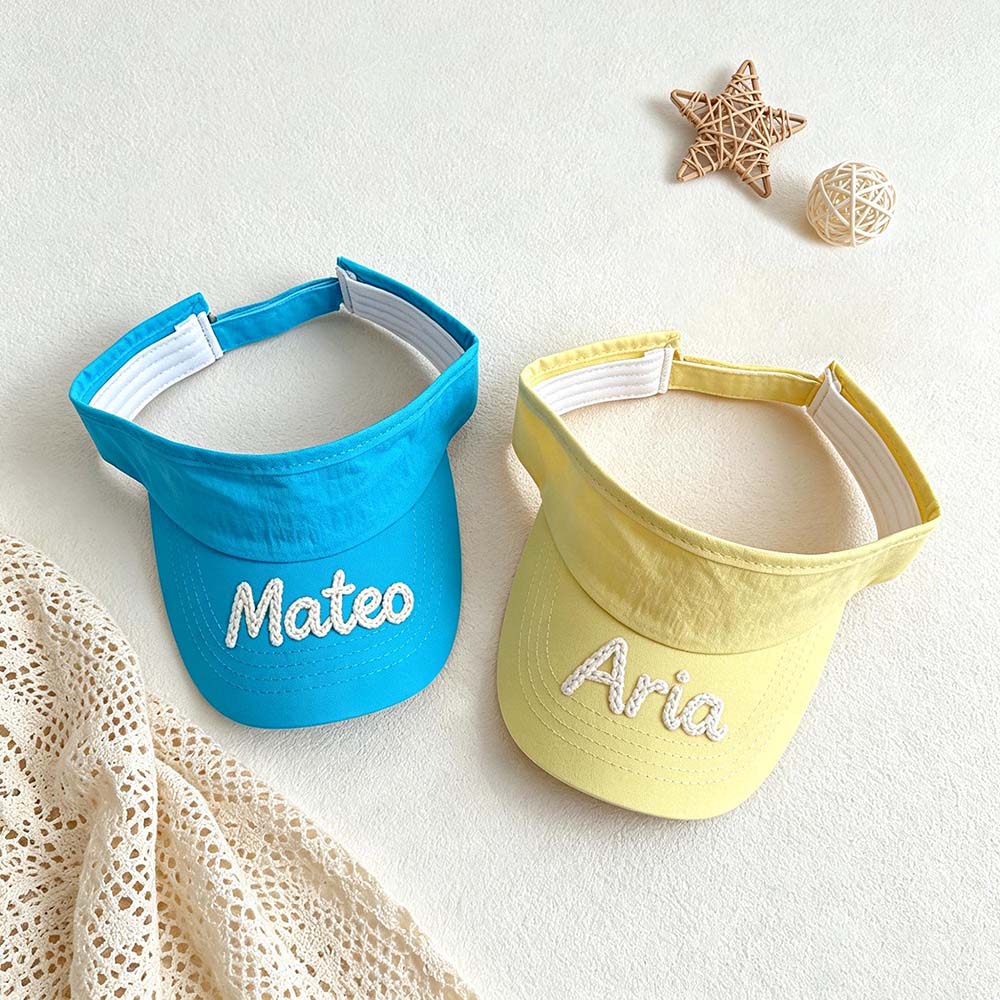 Personalized Hand Embroidery Kids Open-Top Summer Hat | CWBeach260