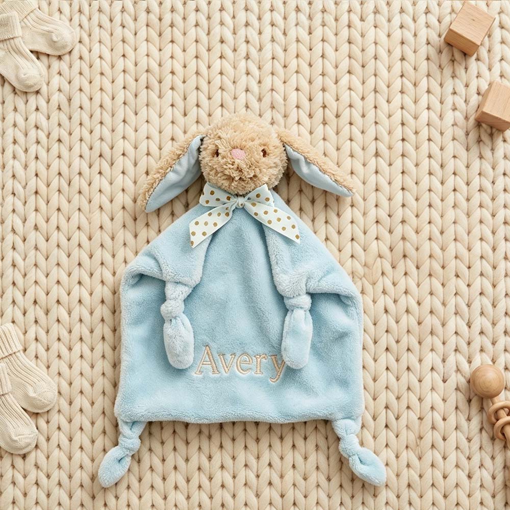 Personalized Embroidered Cute Animal Baby Security Blanket | CWToy199