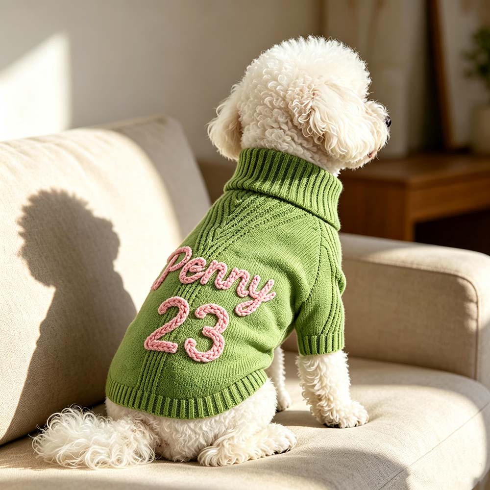 Personalized Hand Embroidery Extra-Warm Pets Large Size Knit Sweater | BKPet591
