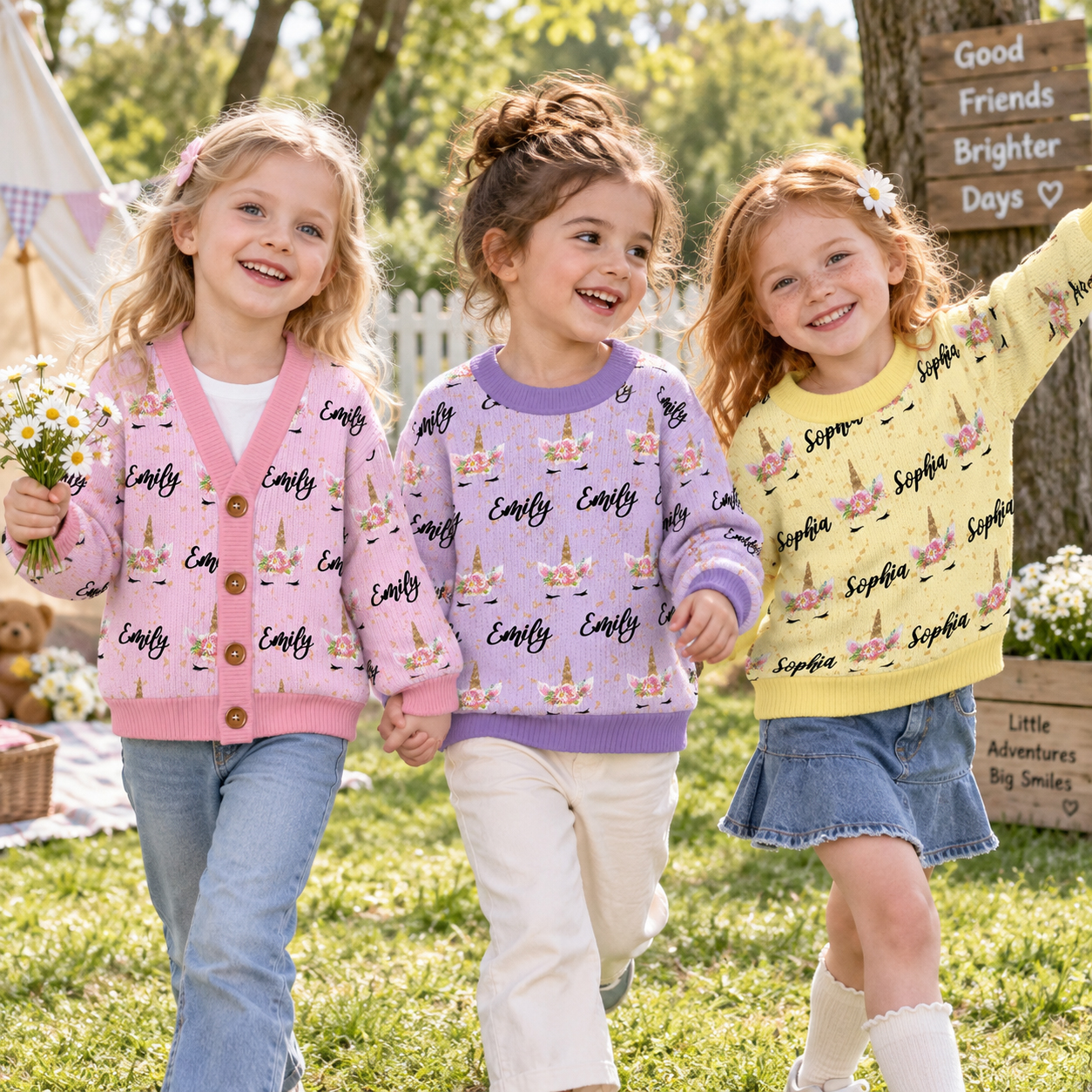 Personalized Lovely Kids Unicorn Knit Sweater | CWSweater06