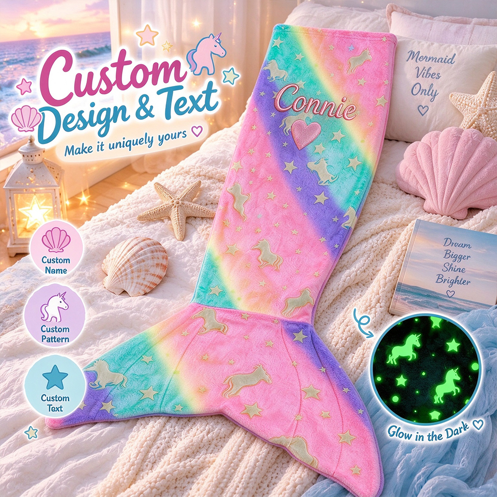 Personalized Dreamy Soft & Comfortable Mermaid Tail Blanket | CWBaby561