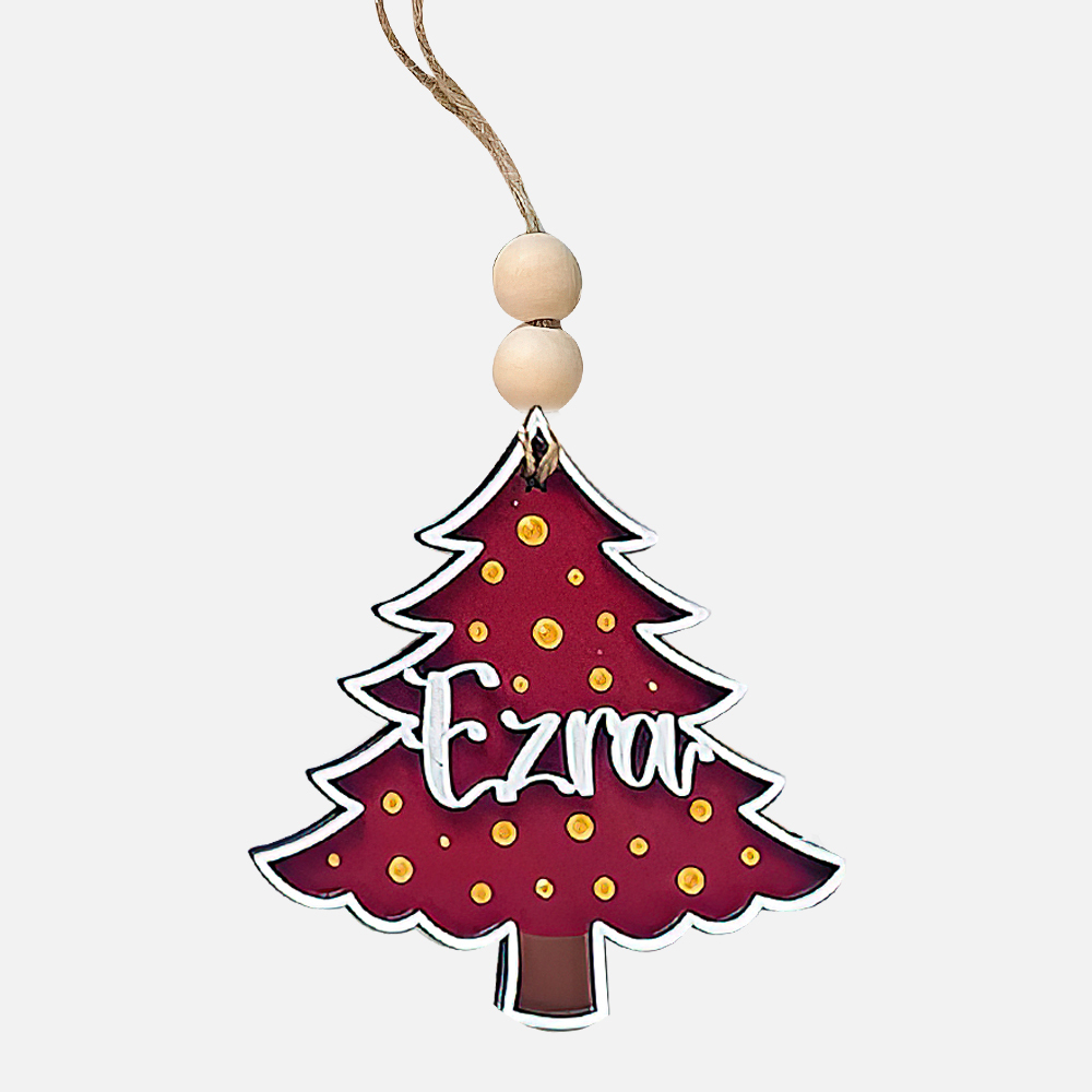 Personalized Colorful Christmas Tree Wood Ornament | MCGift69