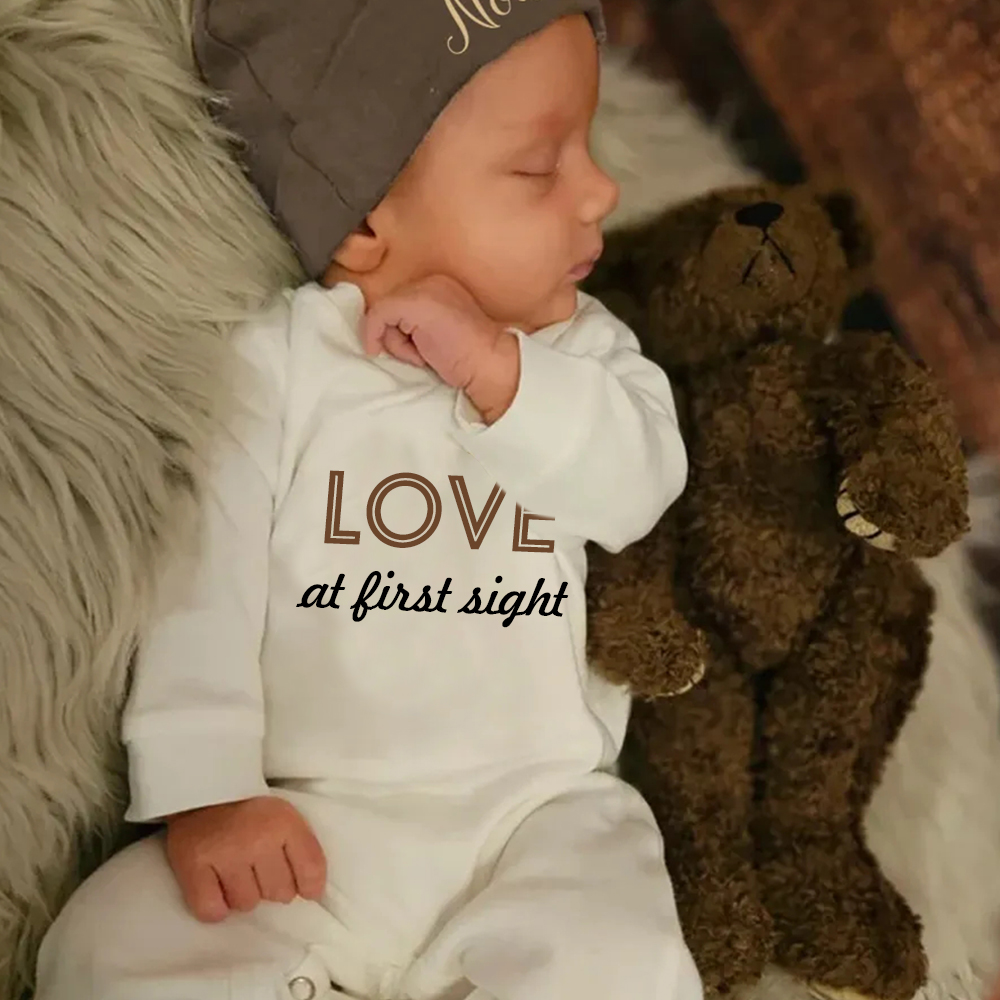 Personalized Baby First Valentine Ropmer and Hat Set | CWBaby146