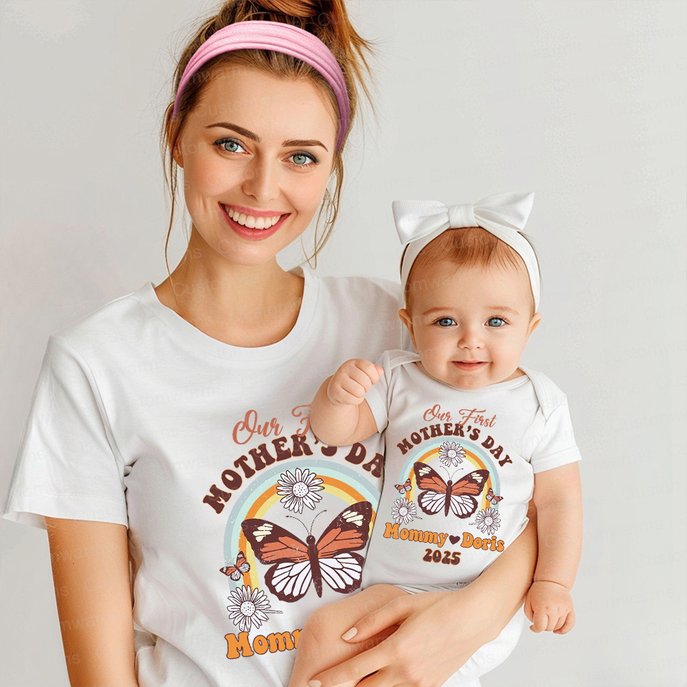 Personalized First Mother's Day Mommy and Baby Outfit | CWFamily34