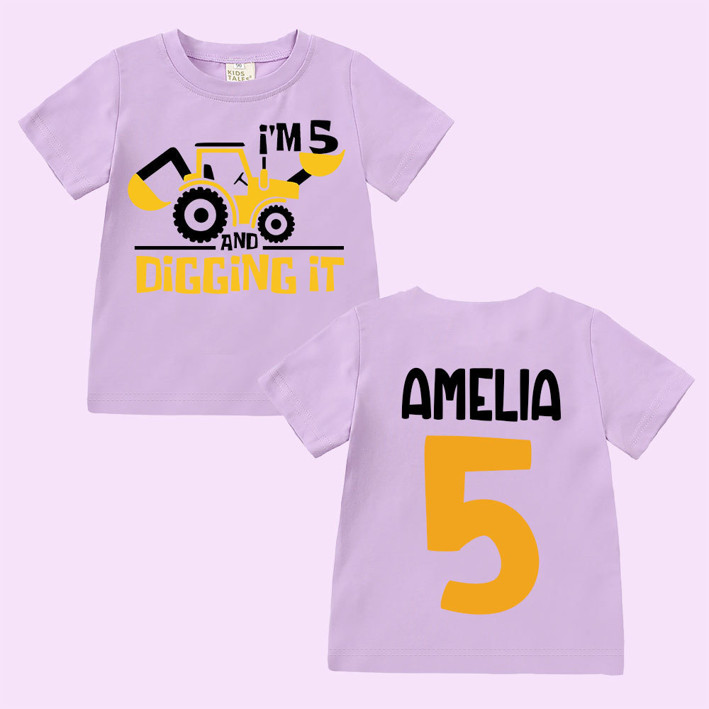 Personalized Digging It Construction Birthday T-Shirt | inBirth22