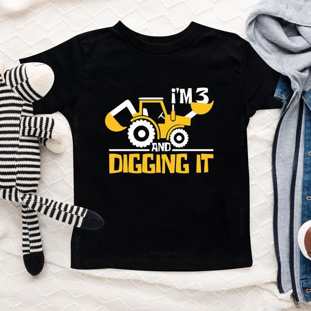 Personalized Digging It Construction Birthday T-Shirt | inBirth22
