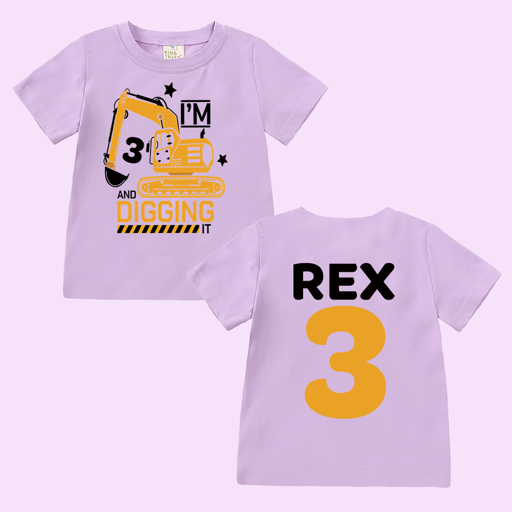 Personalized Construction Digging It Truck Birthday T-Shirt | inBirth26