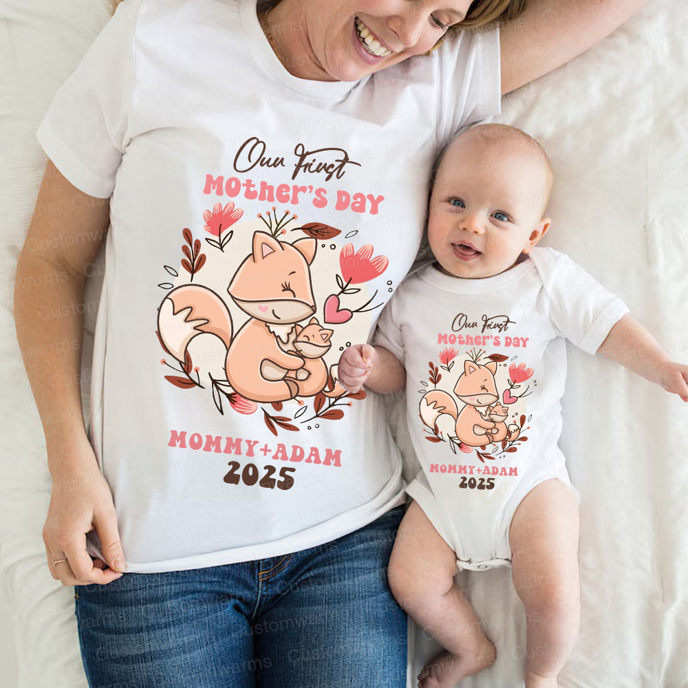 Personalized First Mother's Day Mommy and Baby Outfit | CWFamily40