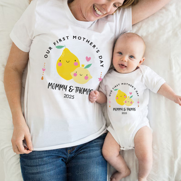 Personalized First Mother's Day Mommy and Baby Outfit | CWFamily22