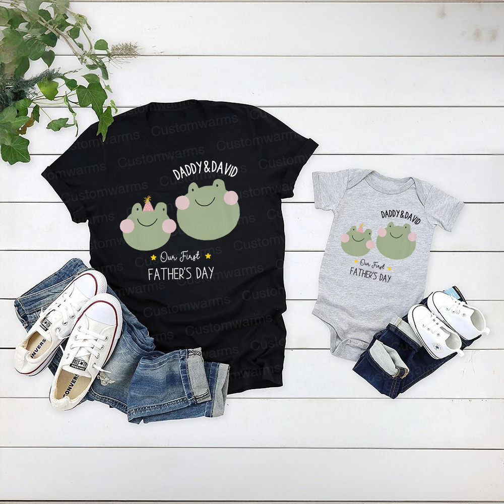 Personalized First Father's Day Daddy and Baby Outfit | CWFamily80