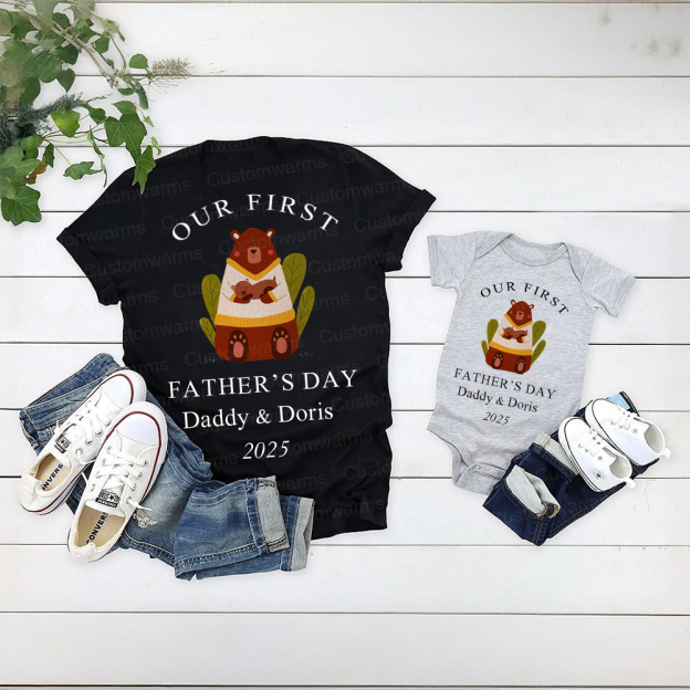 Personalized First Father's Day Daddy and Baby Outfit | CWFamily84
