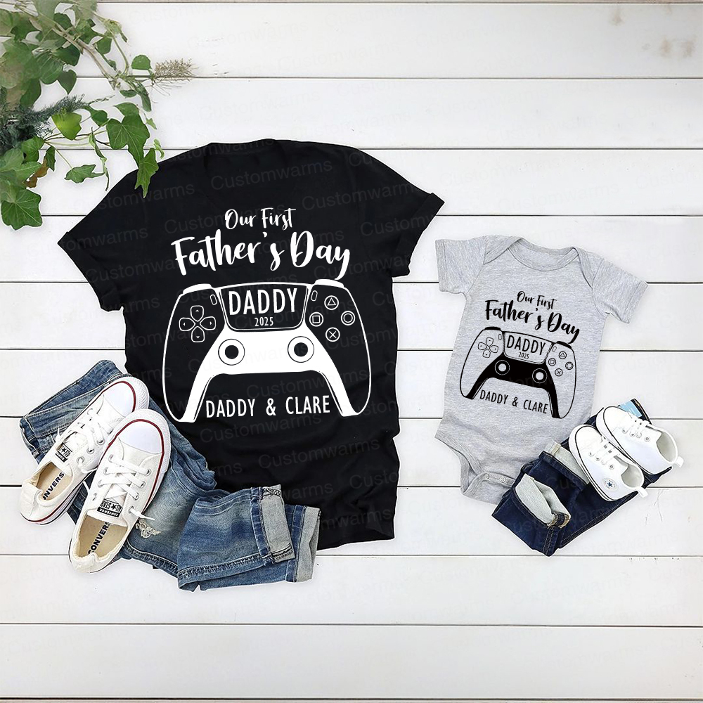 Personalized First Father's Day Daddy and Baby Outfit | CWFamily85