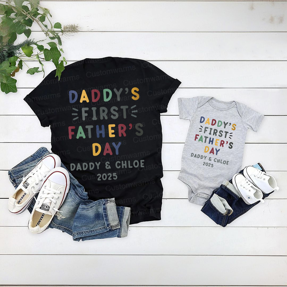 Personalized First Father's Day Daddy and Baby Outfit | CWFamily86