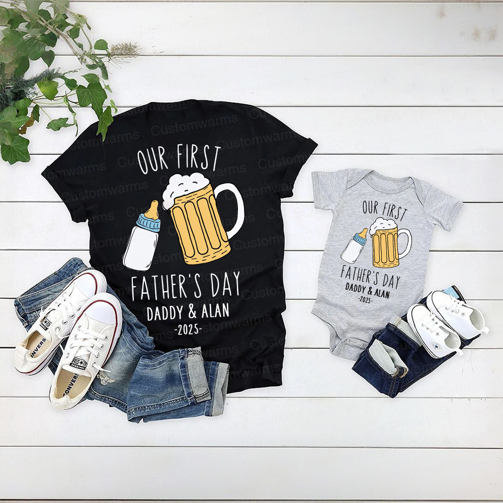 Personalized First Father's Day Daddy and Baby Outfit | CWFamily88