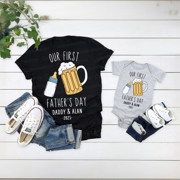 Personalized First Father's Day Daddy and Baby Outfit | CWFamily88