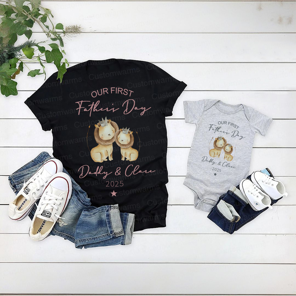 Personalized First Father's Day Daddy and Baby Outfit | CWFamily90