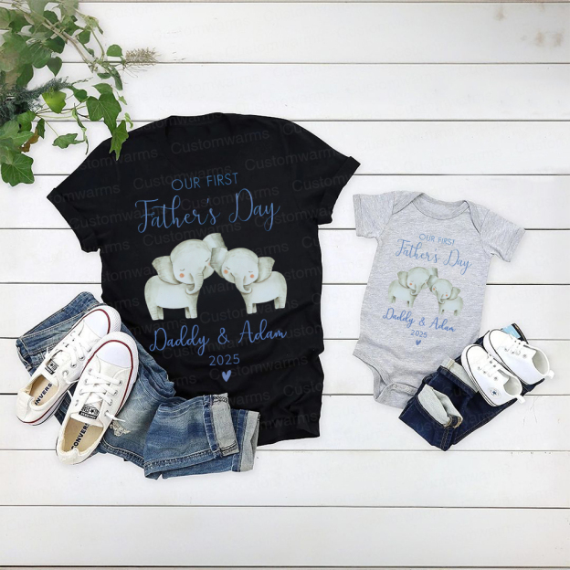 Personalized First Father's Day Daddy and Baby Outfit | CWFamily91
