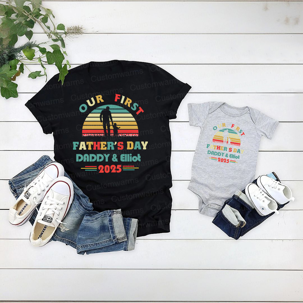 Personalized First Father's Day Daddy and Baby Outfit | CWFamily95